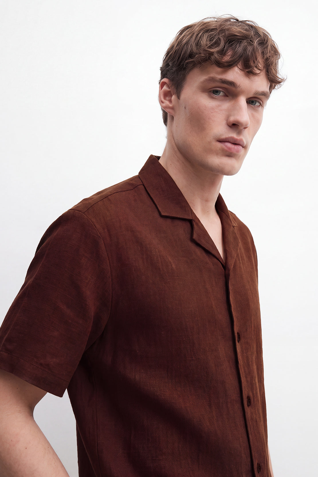 KOKO Pure Linen Half Sleeve Shirt – Brown