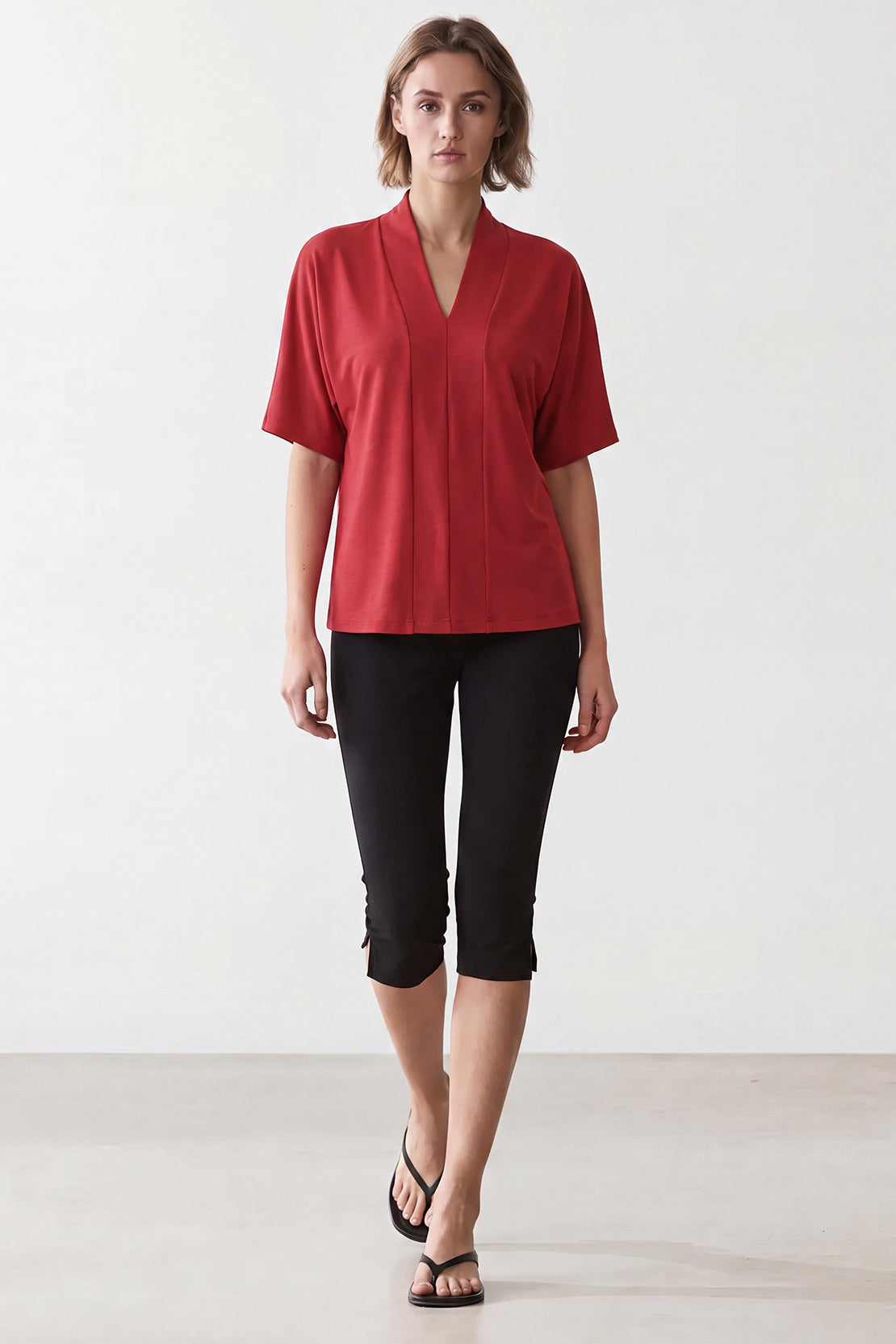 KOKO Modal Blend V-Neck Top – Cherry