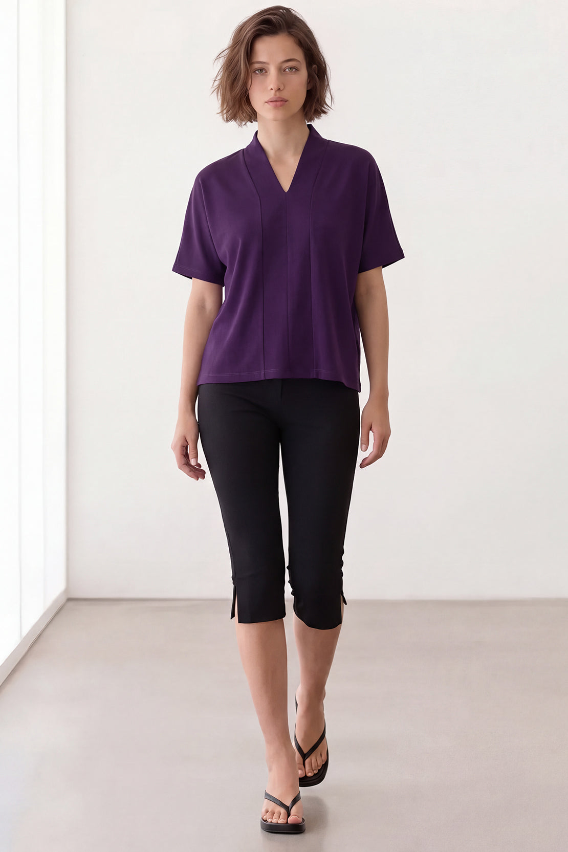 KOKO Modal Blend V-Neck Shirt – Purple