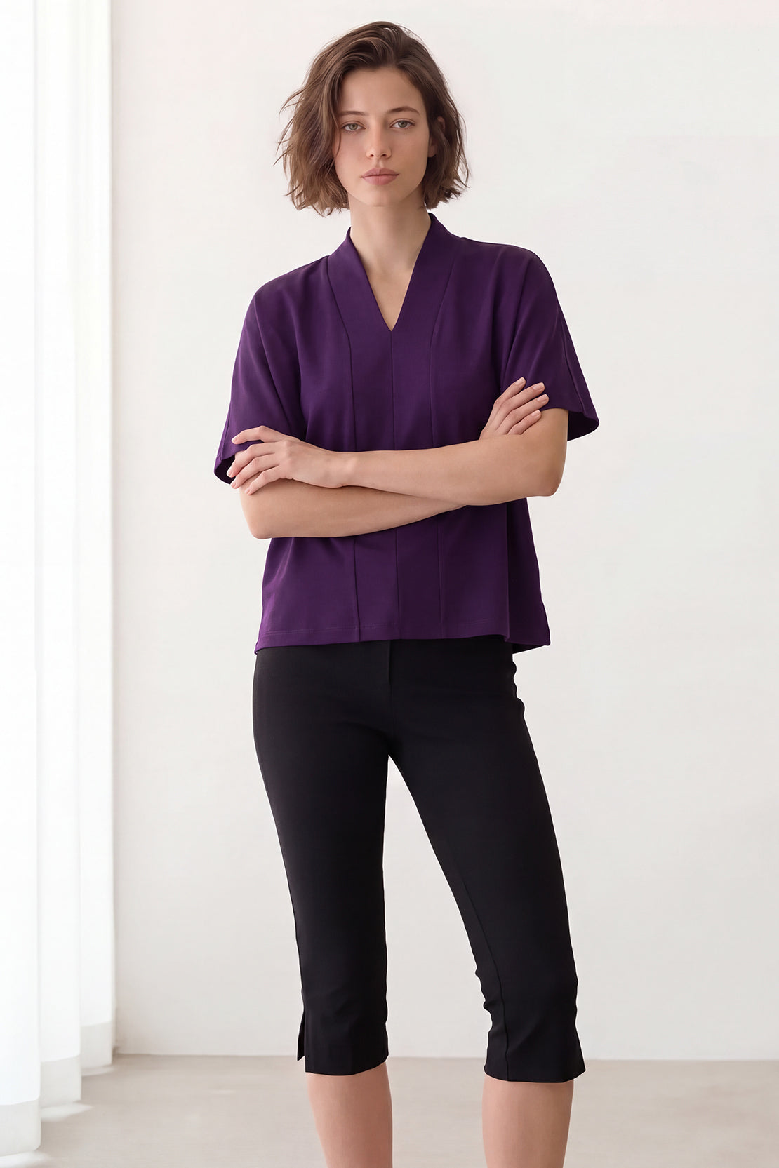 KOKO Modal Blend V-Neck Shirt – Purple
