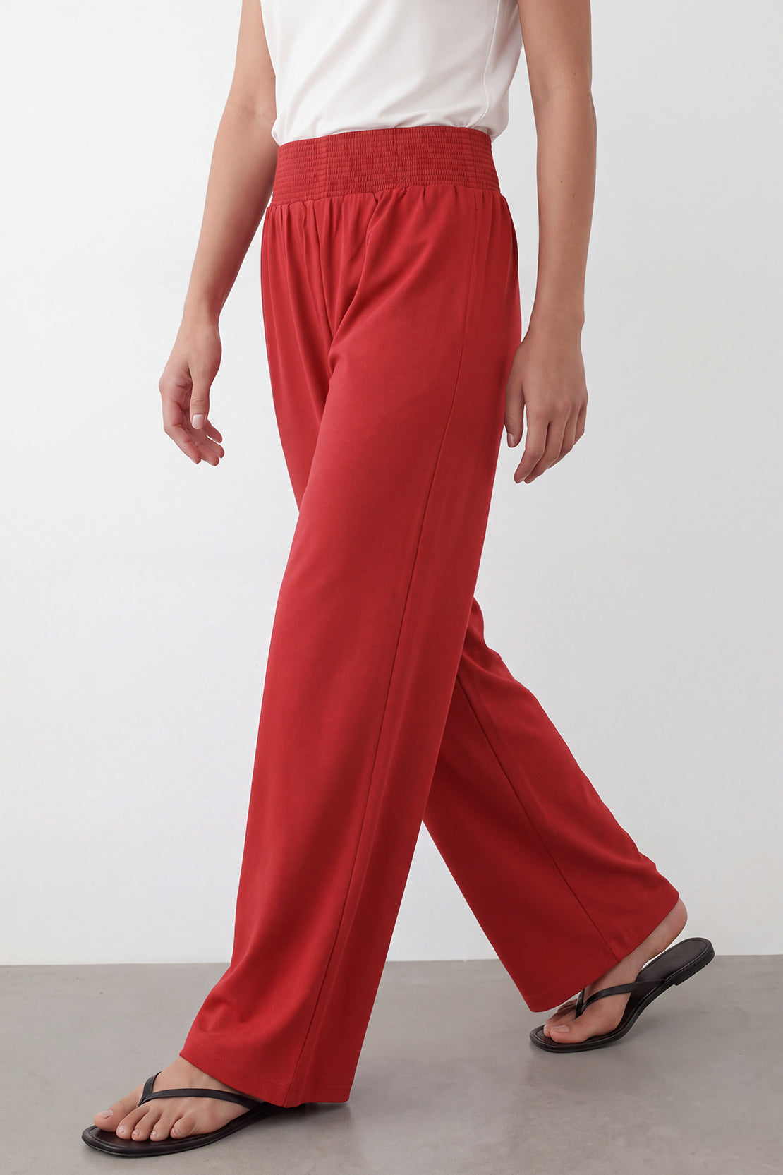KOKO Modal Blend Relaxed Wide Leg Pants – Red