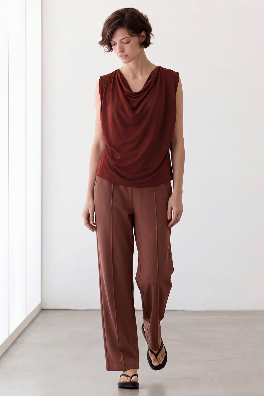 KOKO Silky Muslin Cowl-Neck Top