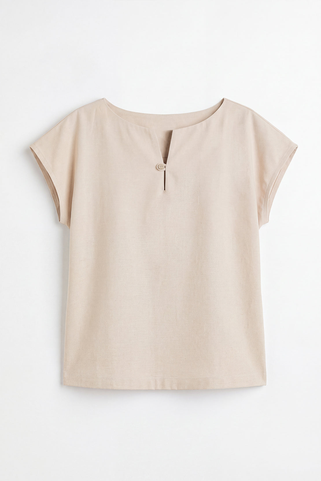 KOKO Silky Linen V-Neck Button Top
