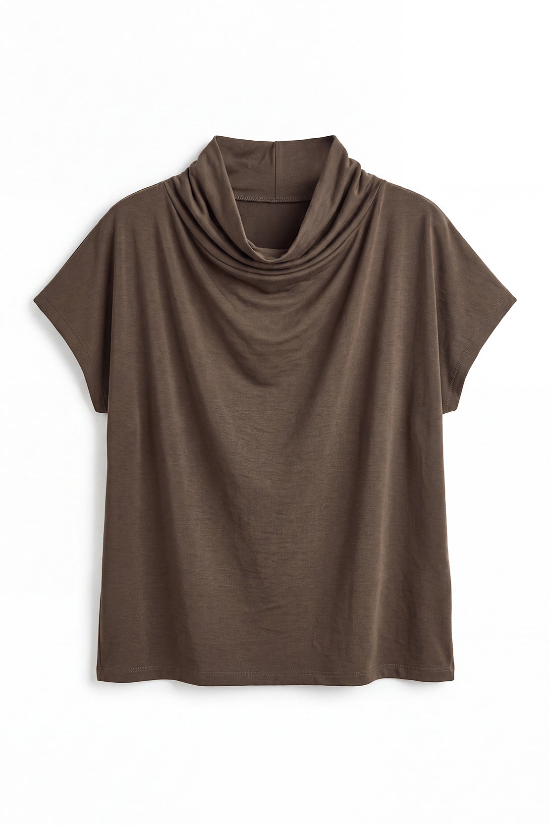 KOKO Silky Muslin Cowl-Neck Top – Taupe