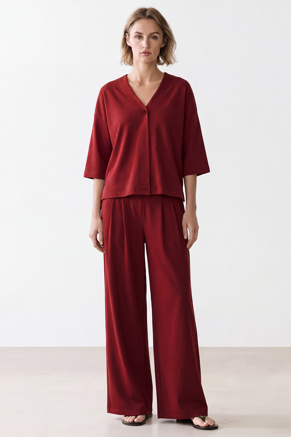 KOKO Modal V-Neck Shirt – Red