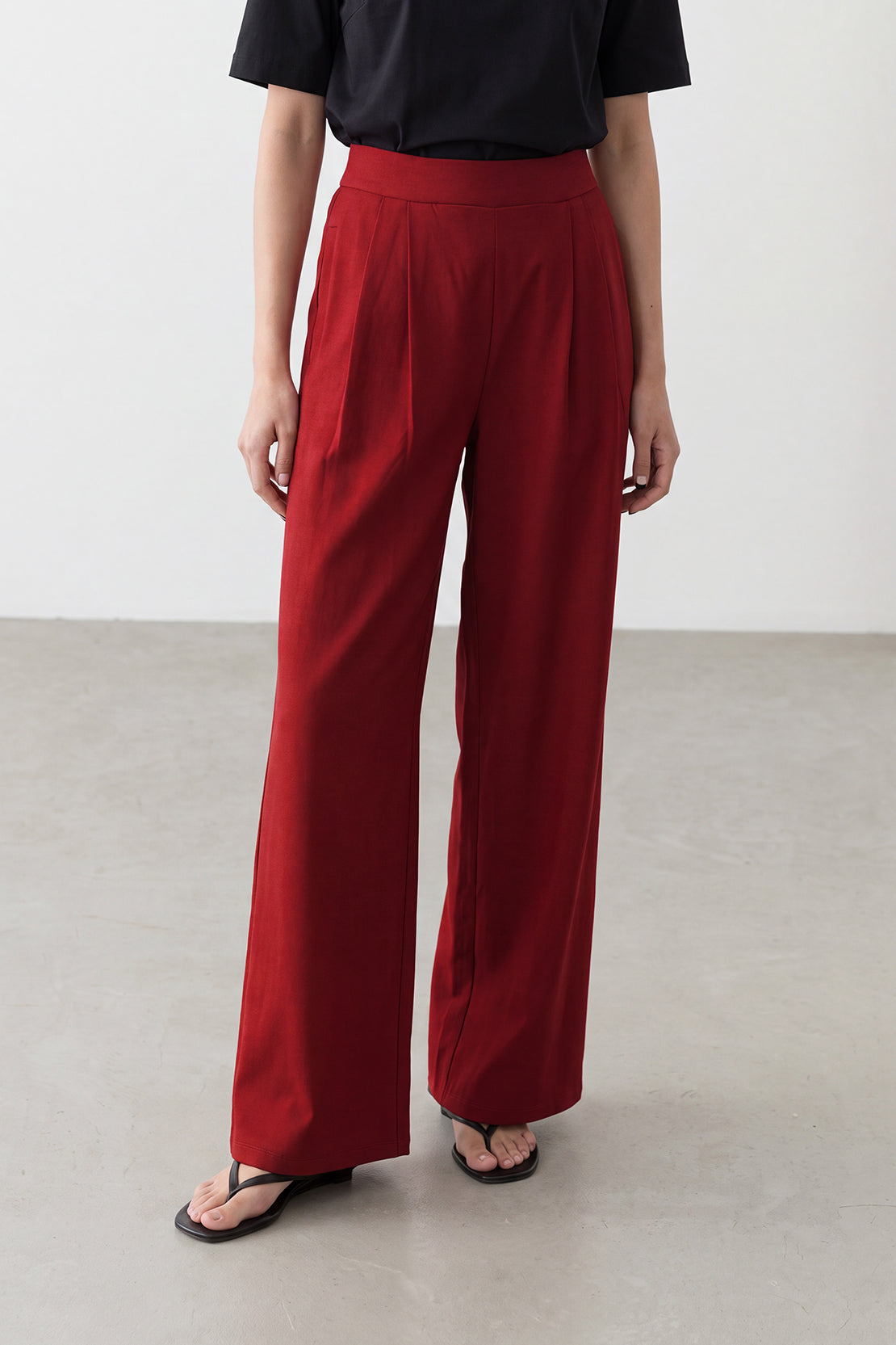 KOKO Modal High-Waist Pleated Pants – Red