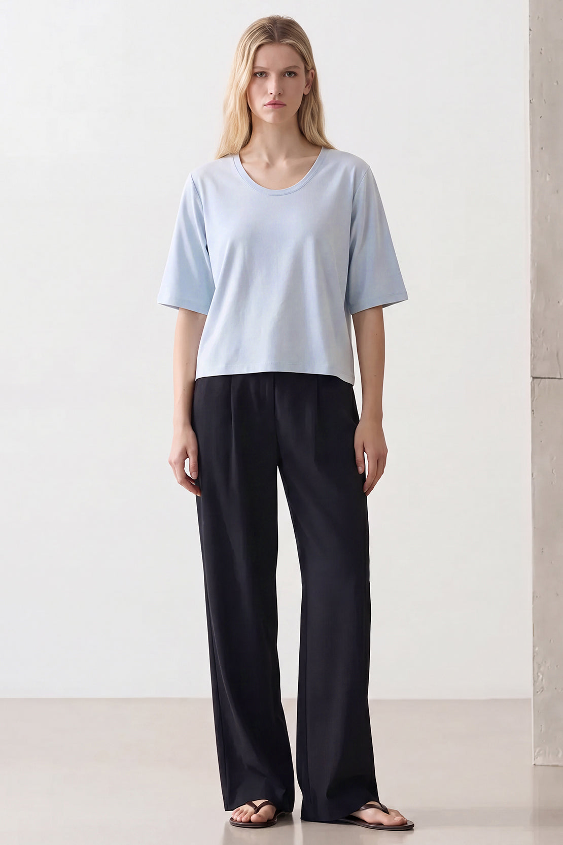 KOKO Sorona Modal Scoop-Neck Top – Soft Blue