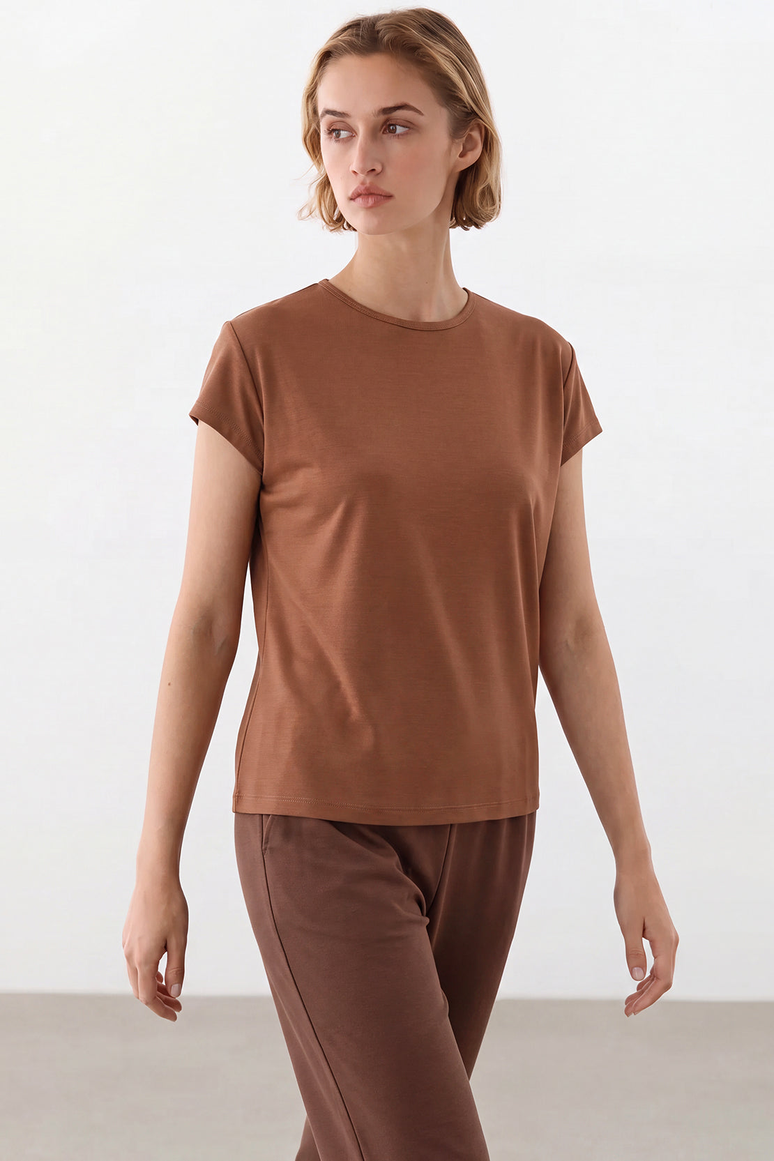 KOKO Air Weave Cap Sleeve T-Shirt – Taupe