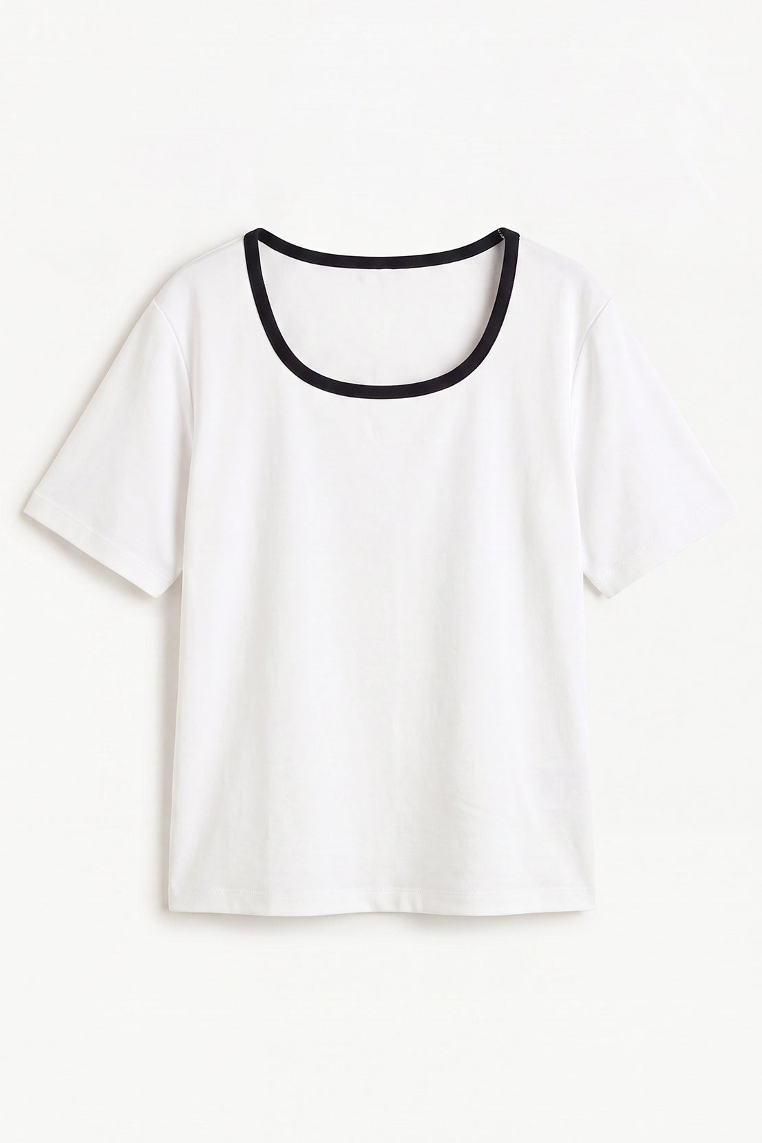KOKO Cupro Contrast Square Neck T-Shirt – White