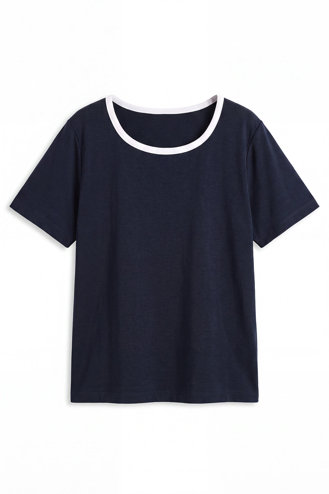 KOKO Cupro Contrast Square Neck T-Shirt – Navy