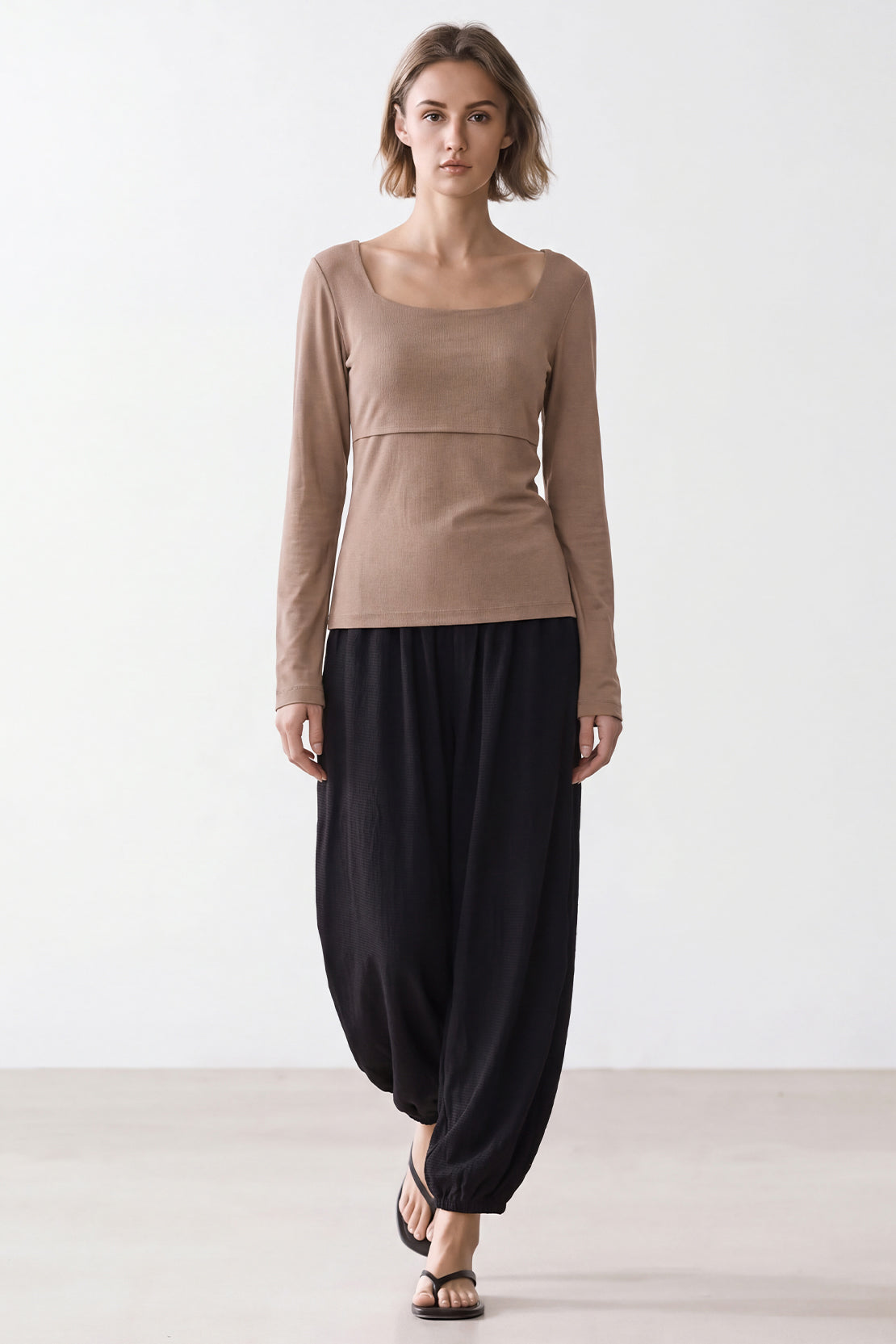KOKO Cupro Fitted Top – Taupe