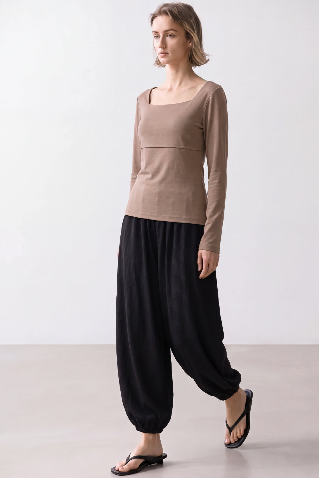 KOKO Cupro Fitted Top – Taupe