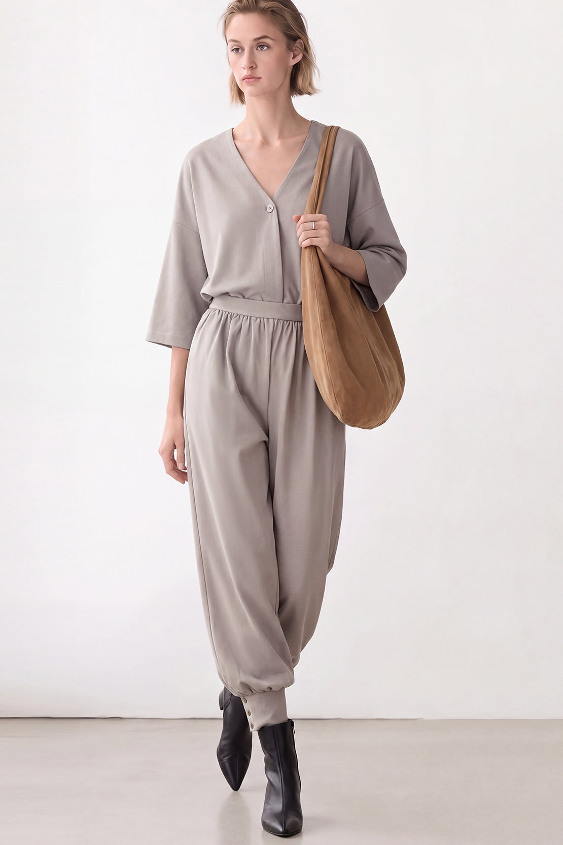 KOKO Feather Cotton Balloon Cuff Pants