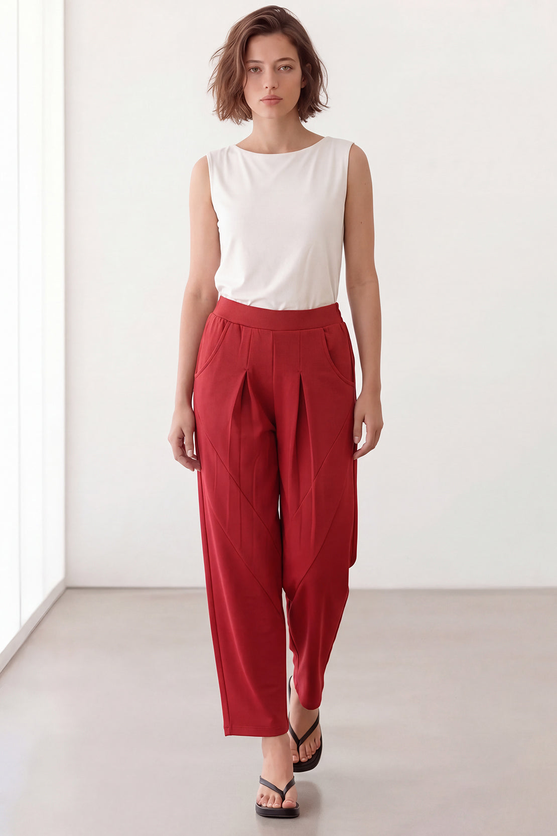 KOKO Modal Blend Barrel Pants – Red