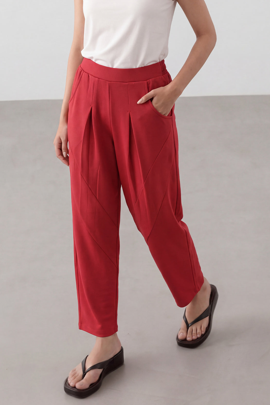 KOKO Modal Blend Barrel Pants – Red