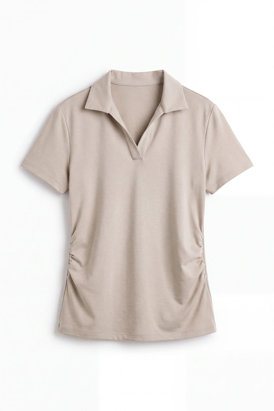 KOKO Modal Blend Collared Top – Soft Beige