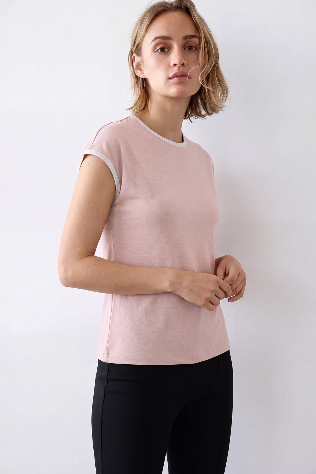 KOKO Cotton Modal Cap-Sleeve T-shirt – Pink