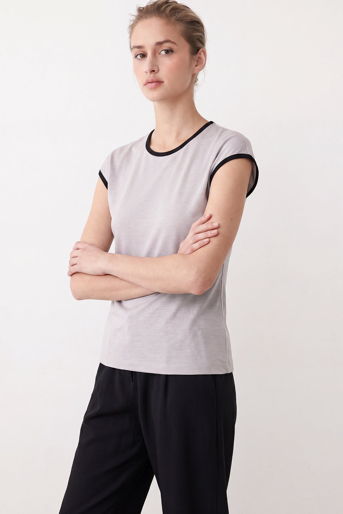 KOKO Cotton Modal Cap-Sleeve T-shirt – Grey