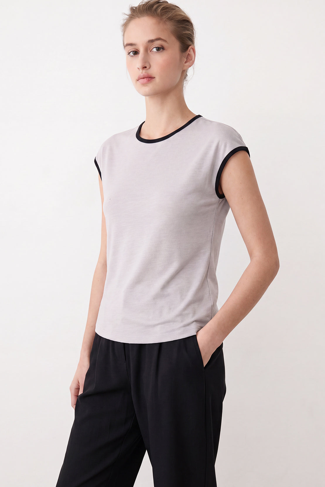 KOKO Cotton Modal Cap-Sleeve T-shirt – Grey