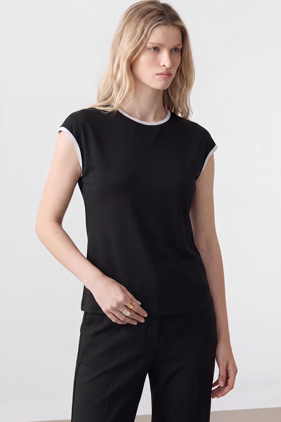 KOKO Cotton Modal Cap-Sleeve T-shirt – Black