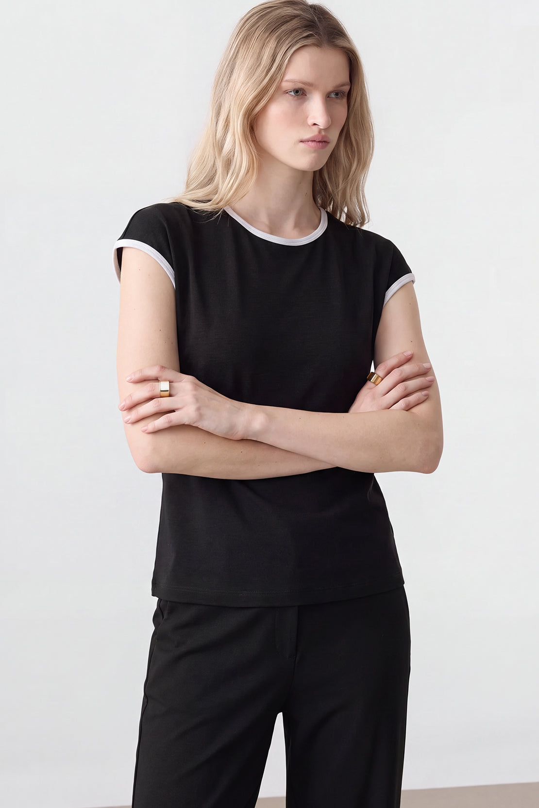 KOKO Cotton Modal Cap-Sleeve T-shirt – Black
