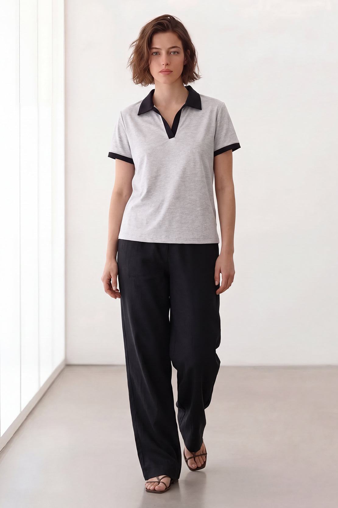 KOKO Cotton Modal Collared T-Shirt – Grey