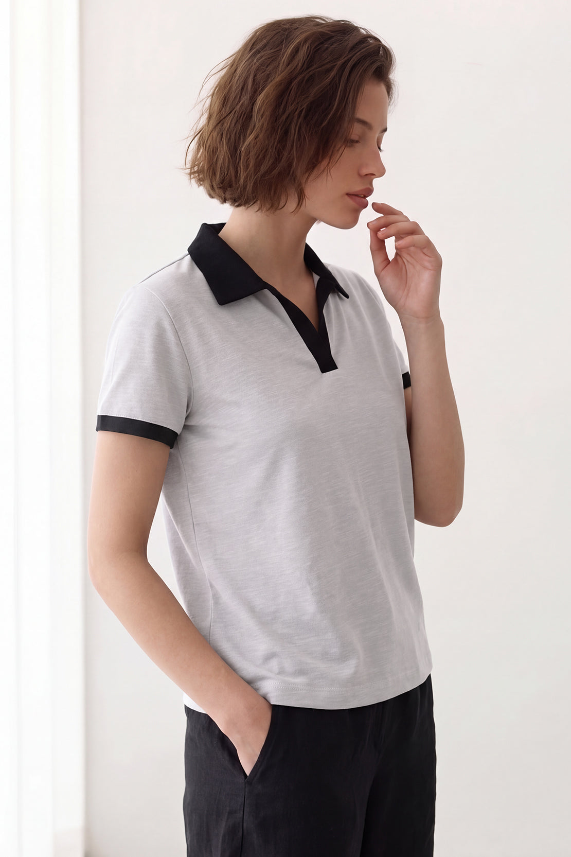 KOKO Cotton Modal Collared T-Shirt – Grey