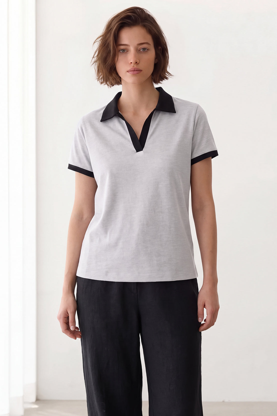 KOKO Cotton Modal Collared T-Shirt – Grey
