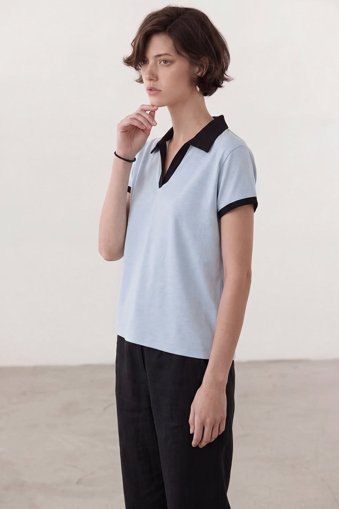 KOKO Cotton Modal Collared T-Shirt – Soft Blue