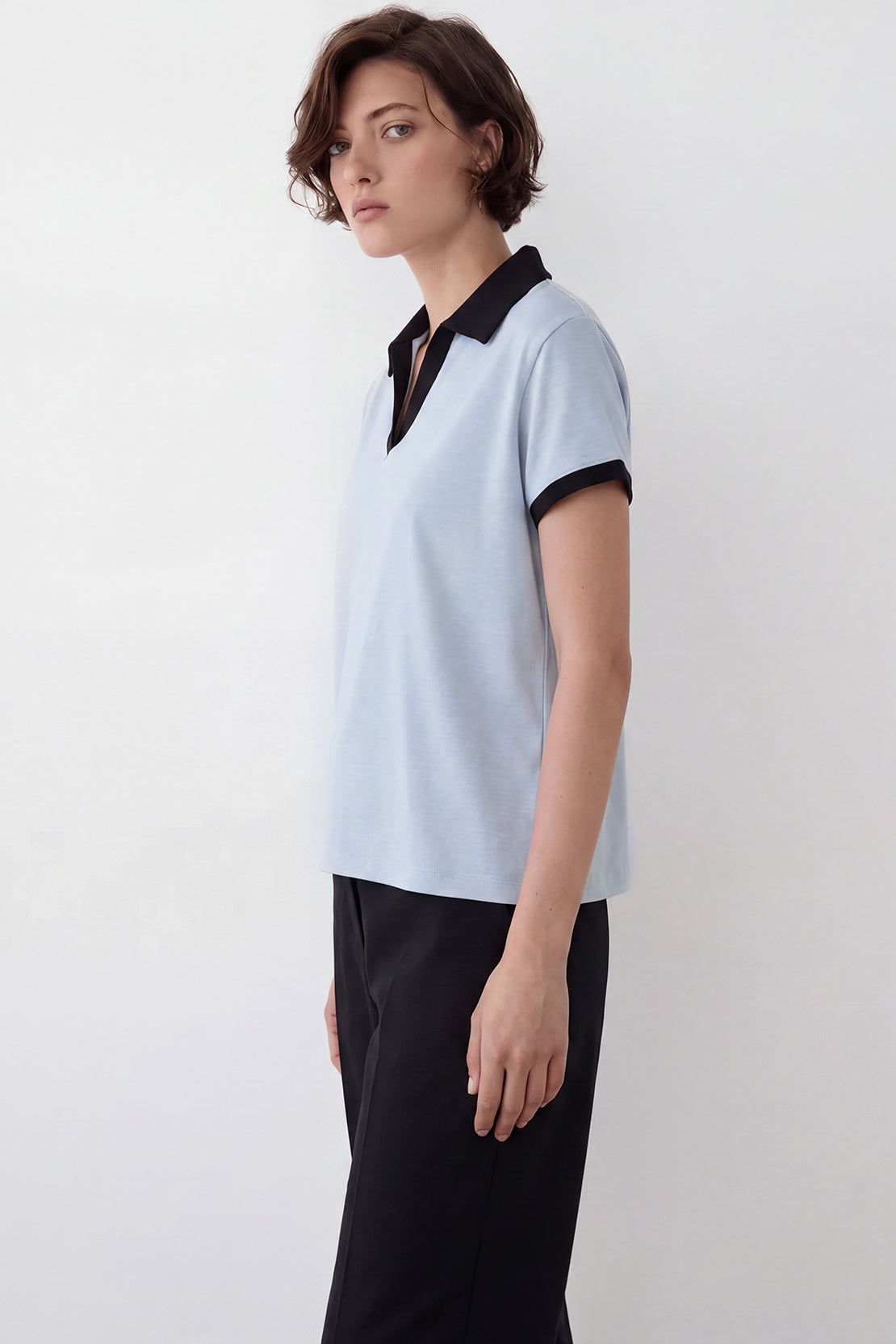 KOKO Cotton Modal Collared T-Shirt – Soft Blue