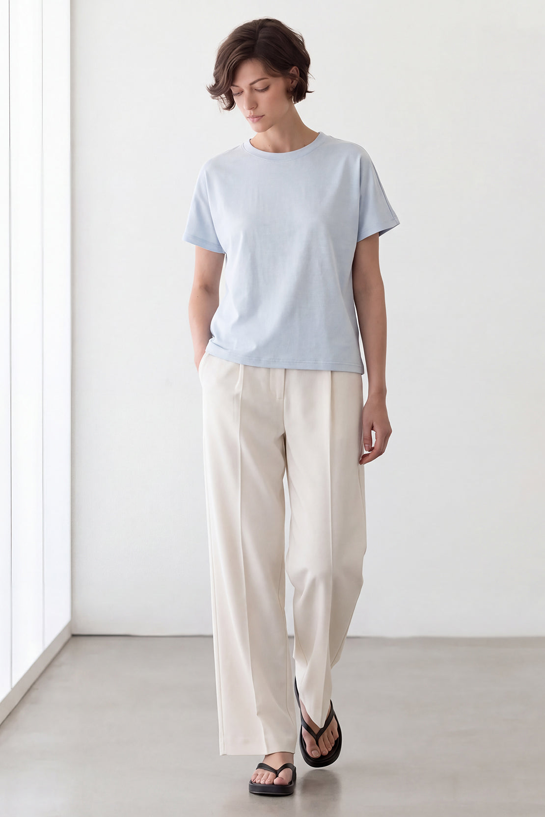 KOKO Cotton Modal Crew Neck T-Shirt – Soft Blue