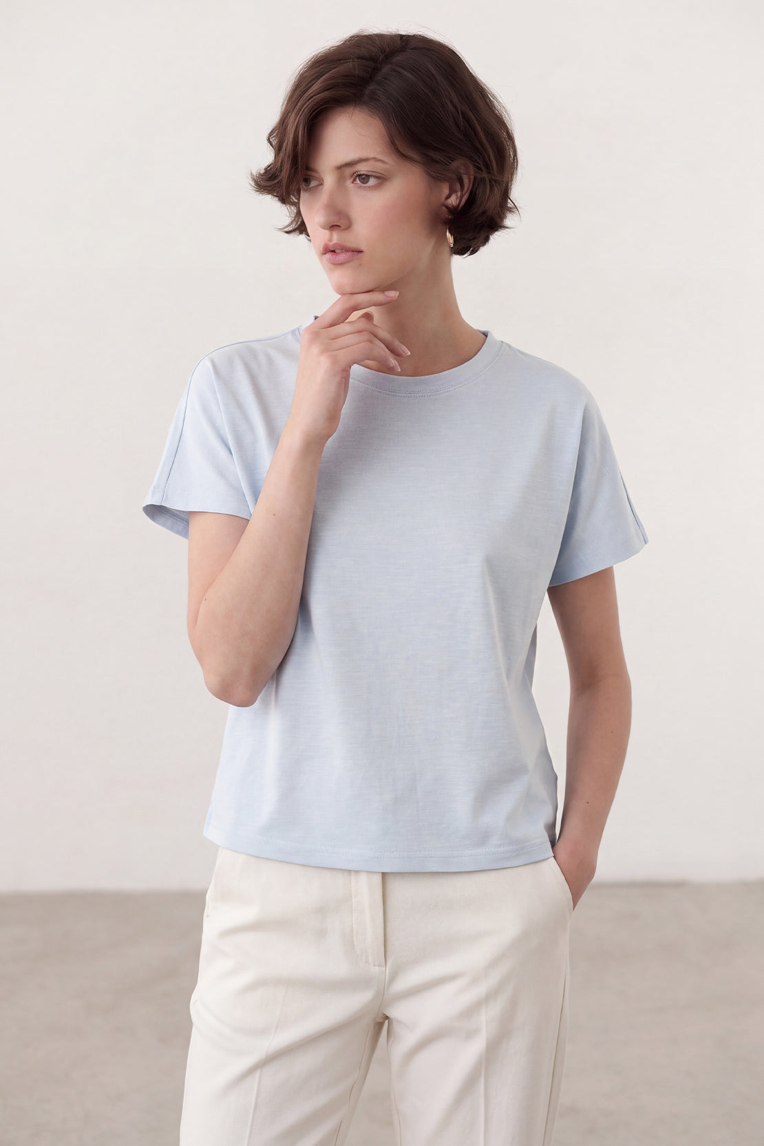 KOKO Cotton Modal Crew Neck T-Shirt – Soft Blue