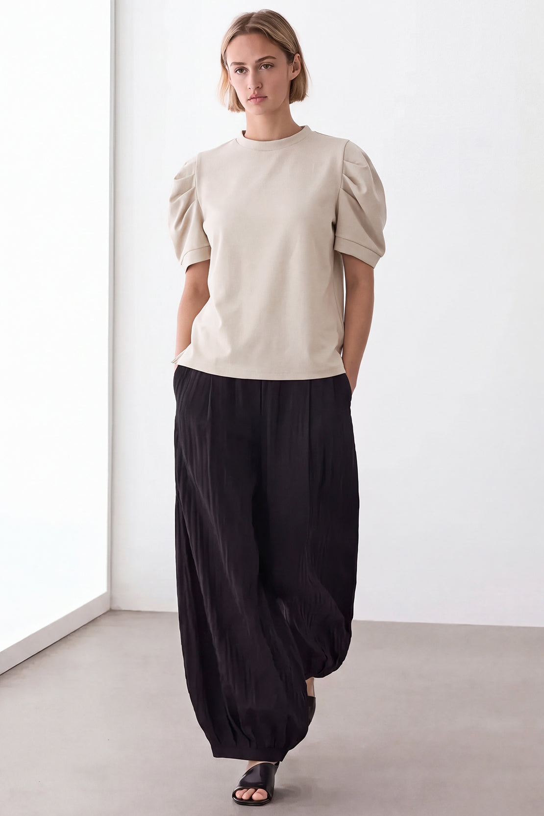 Koko Modal Blend Puff Sleeve Top – Grey