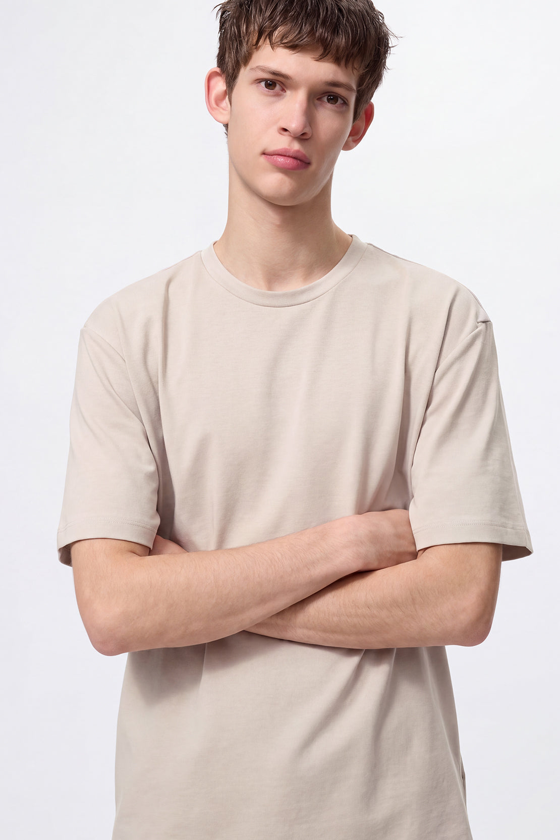 KOKO Modal Blend Drop Shoulder T-Shirt – Beige