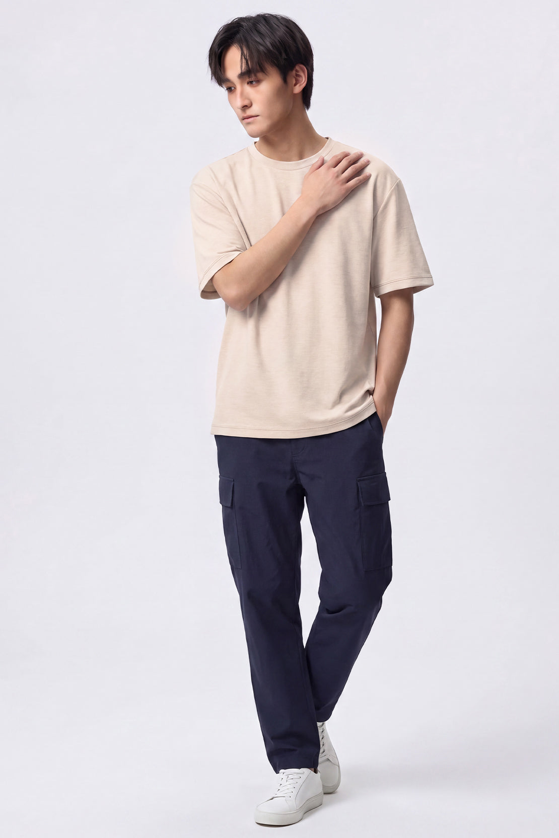 KOKO Modal Blend Drop Shoulder T-Shirt – Beige