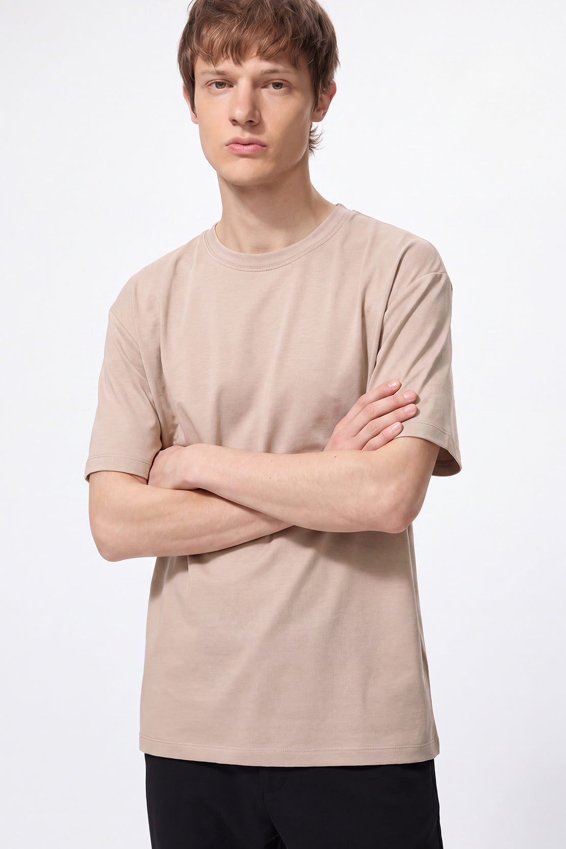 KOKO Cotton Drop Shoulder T-Shirt – Beige