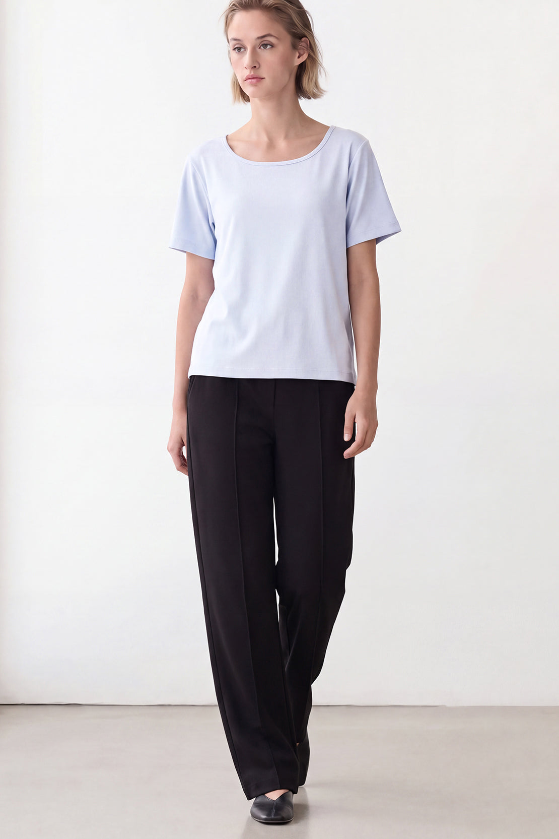 KOKO Sheen Modal Scoop Neck Top – Soft Blue