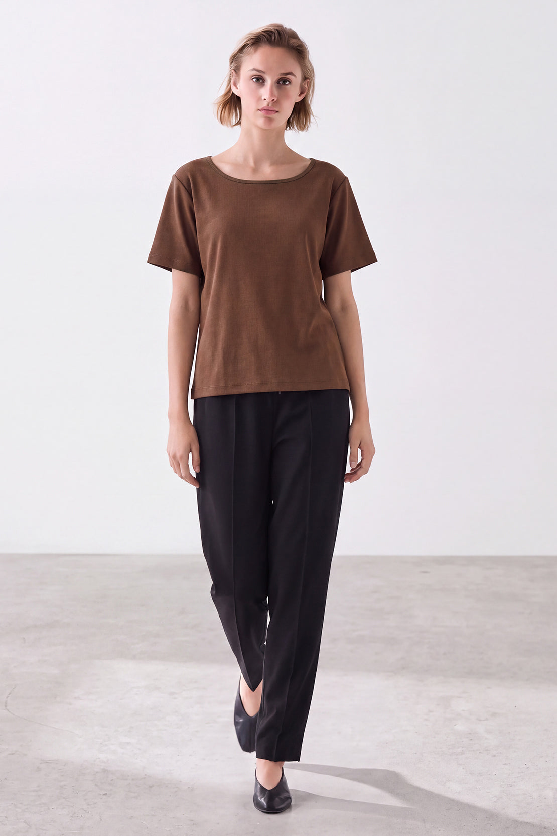 KOKO Sheen Modal Scoop Neck Top – Brown