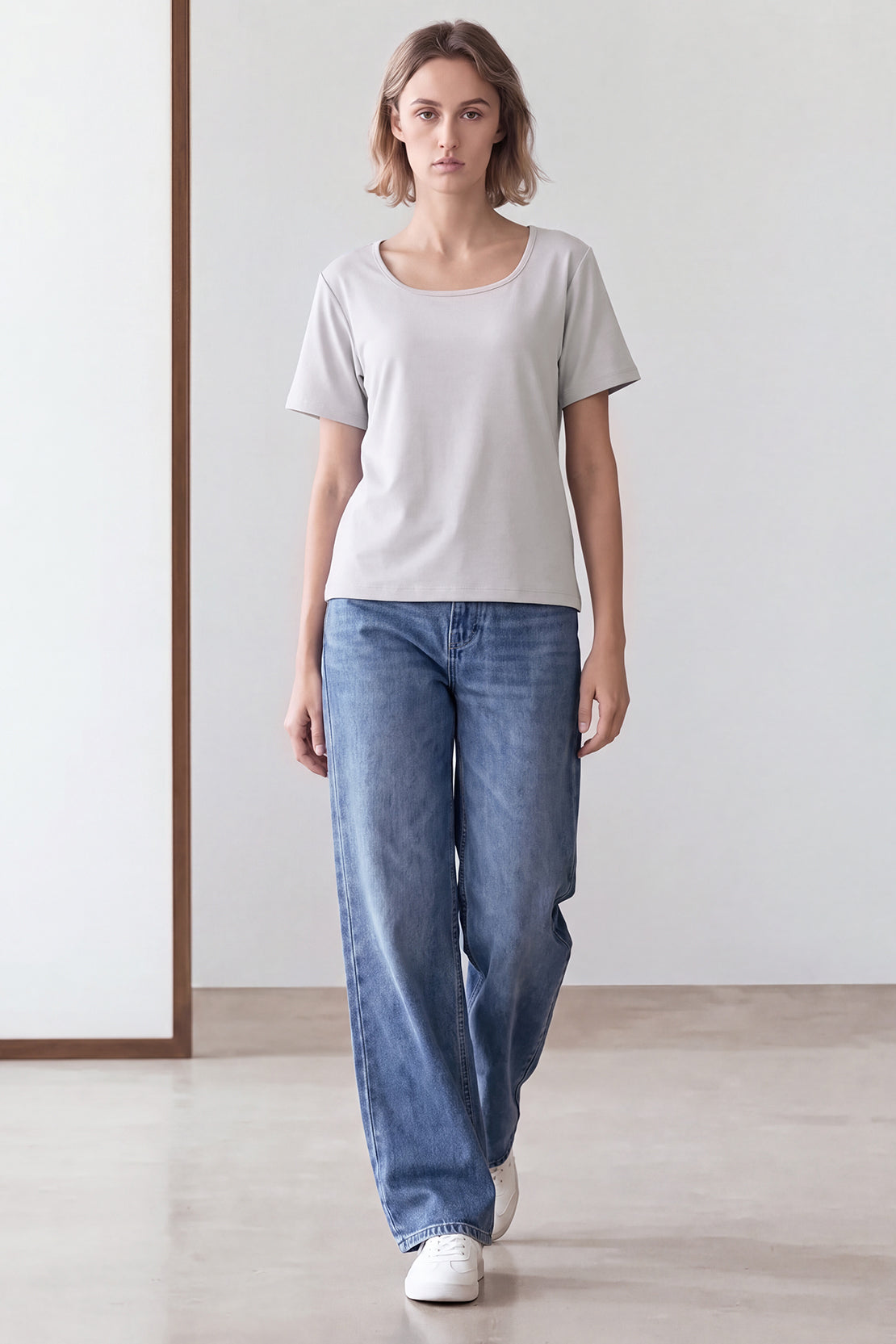KOKO Modal Blend Scoop Neck Top – Silver