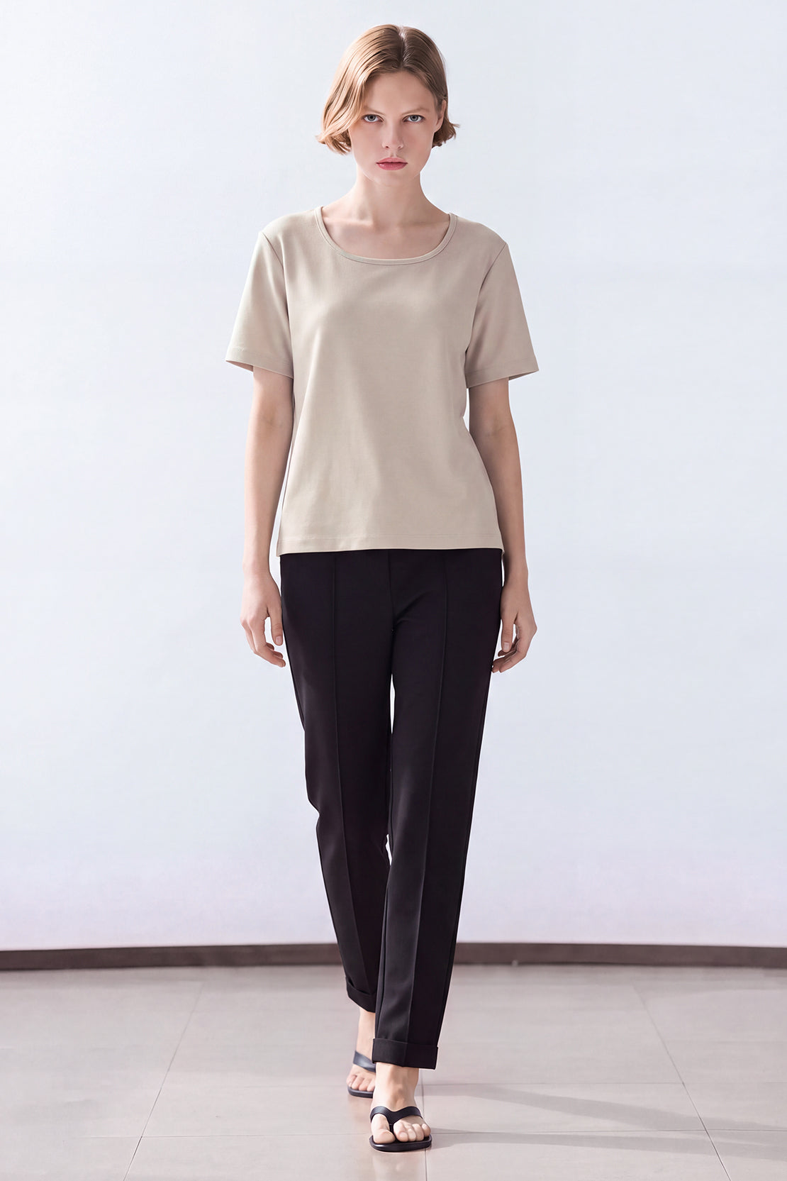 KOKO Modal Blend Scoop Neck Top – Beige