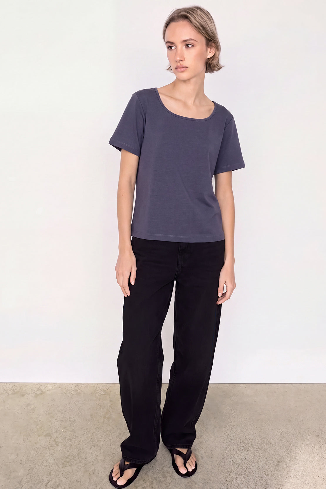 KOKO Modal Blend Scoop Neck Top – Smoke