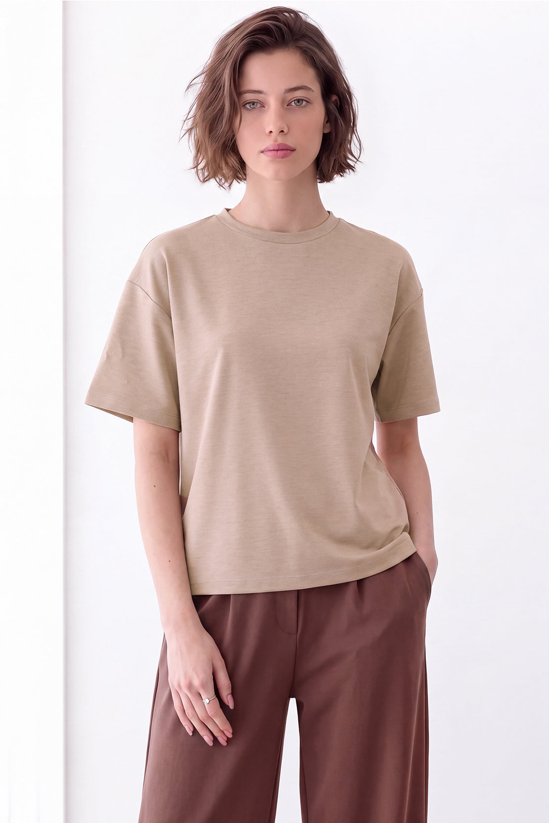KOKO Modal Blend Drop Shoulder T-Shirt – Clay