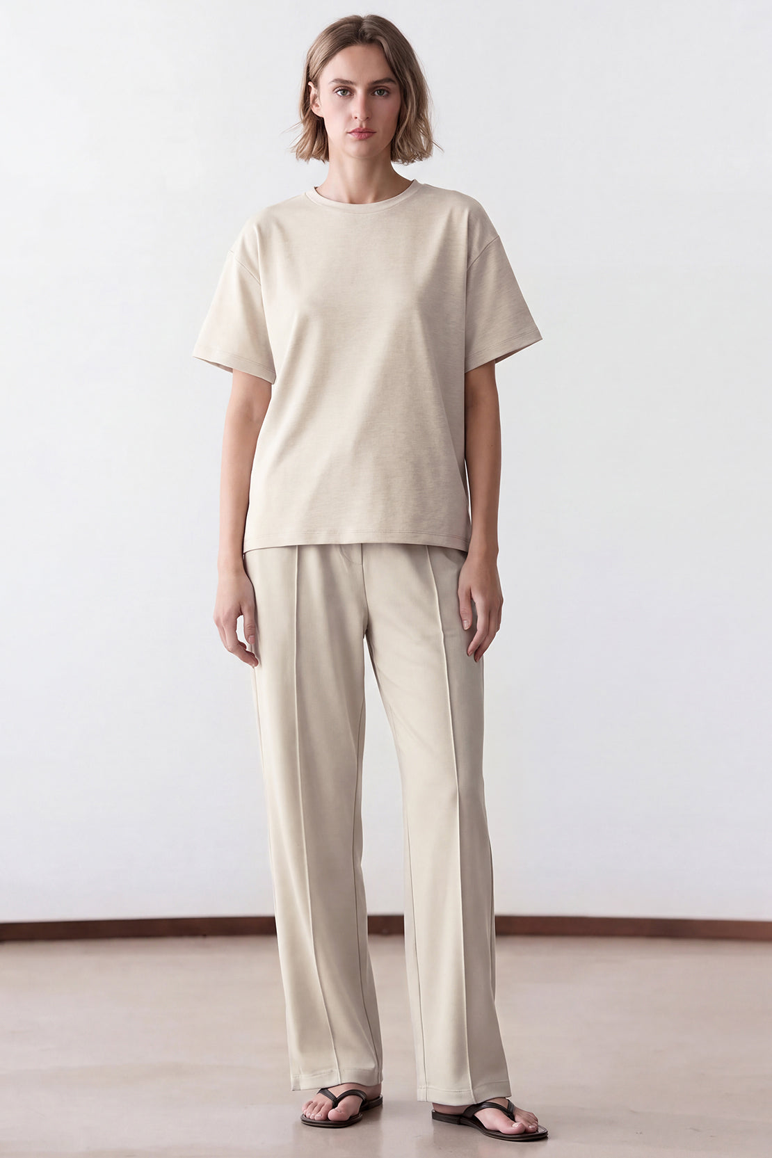 KOKO Modal Blend Drop Shoulder T-Shirt – Beige