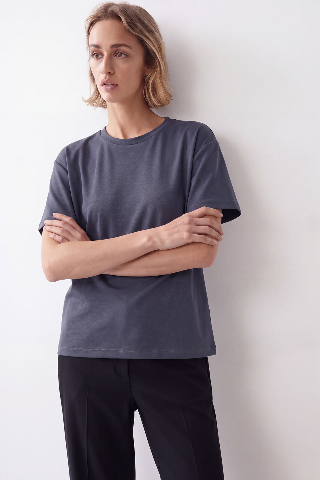 KOKO Modal Blend Drop Shoulder T-Shirt – Smoke