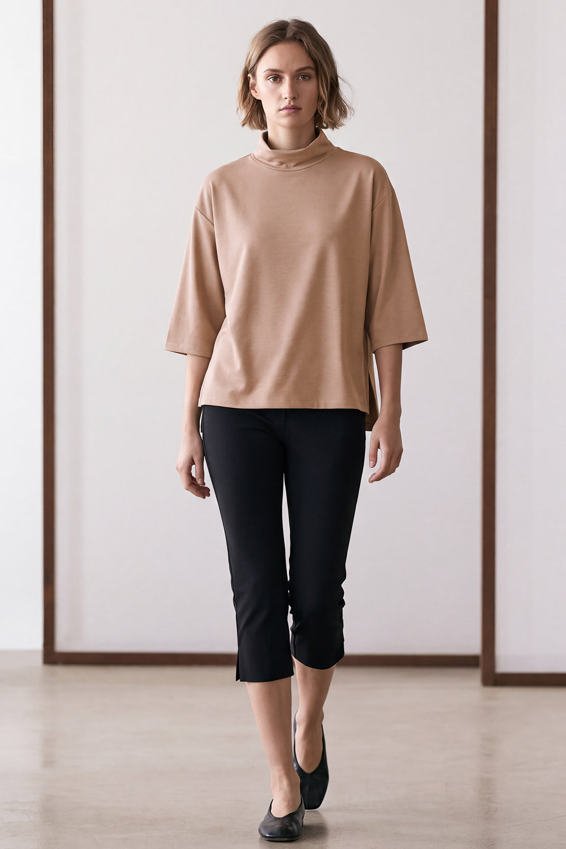 KOKO Modal Blend Turtle Neck Shirt – Beige