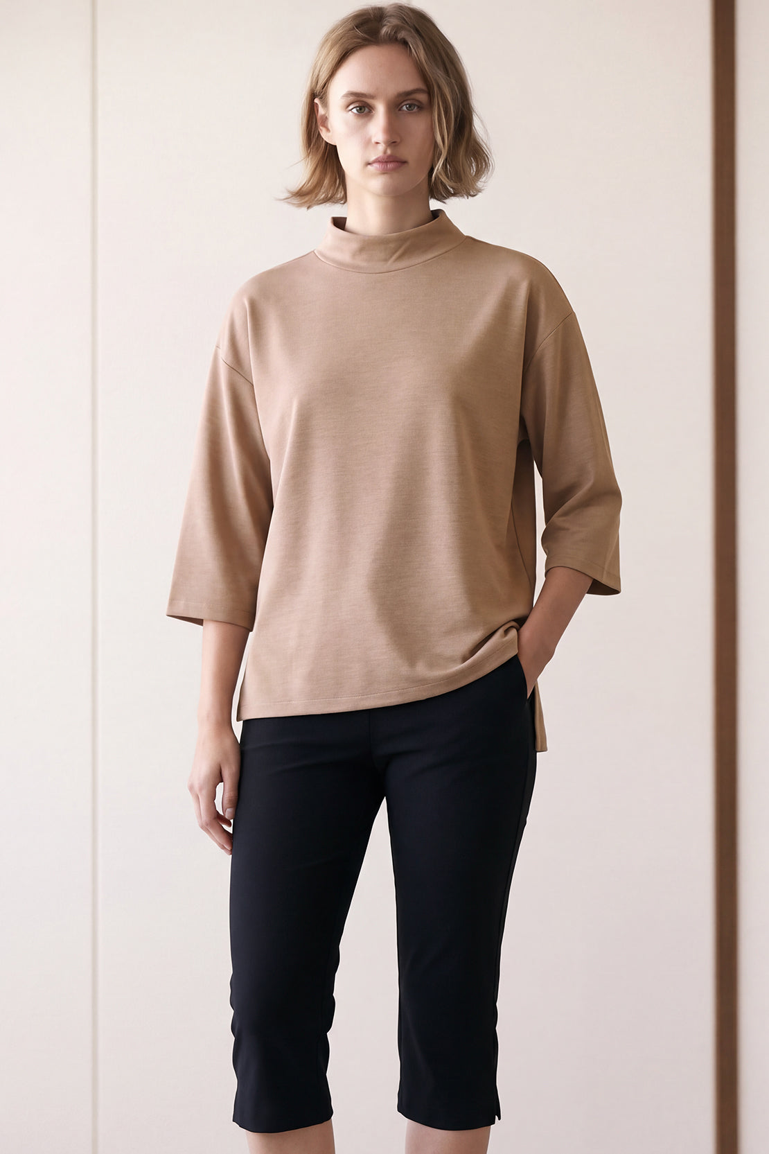 KOKO Modal Blend Turtle Neck Shirt – Beige
