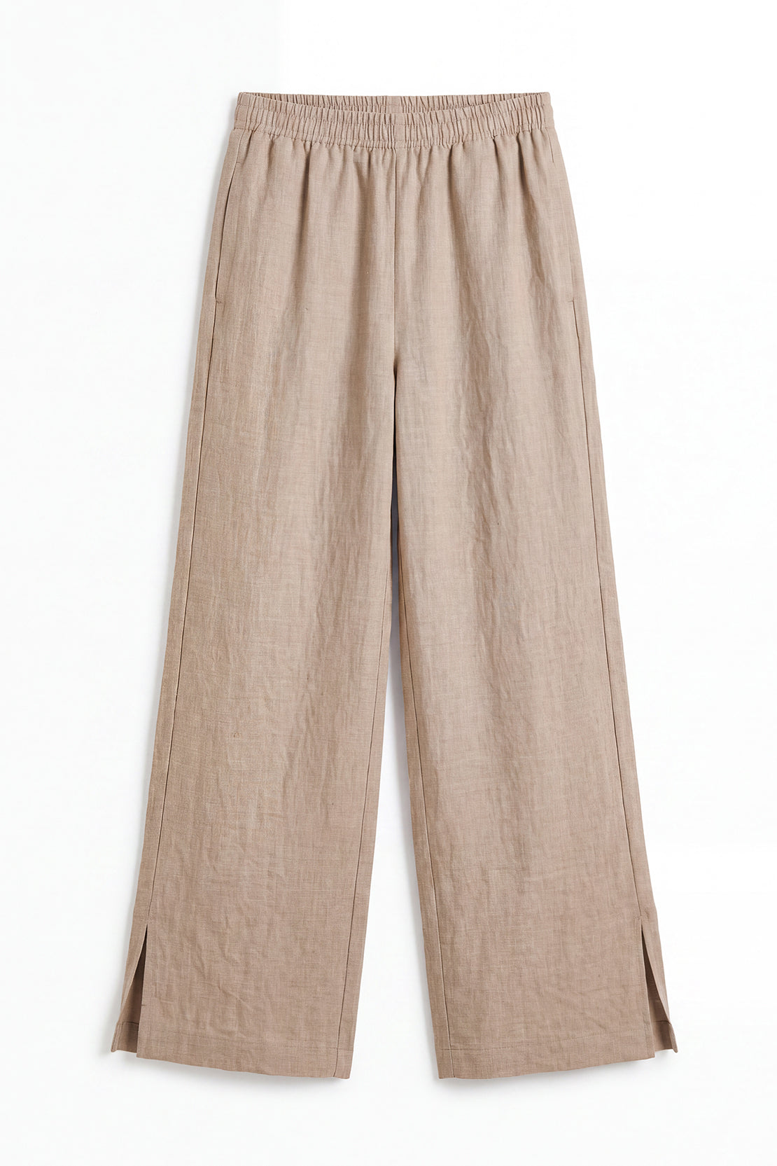 KOKO Pure Linen Straight-Fit Pants – Beige