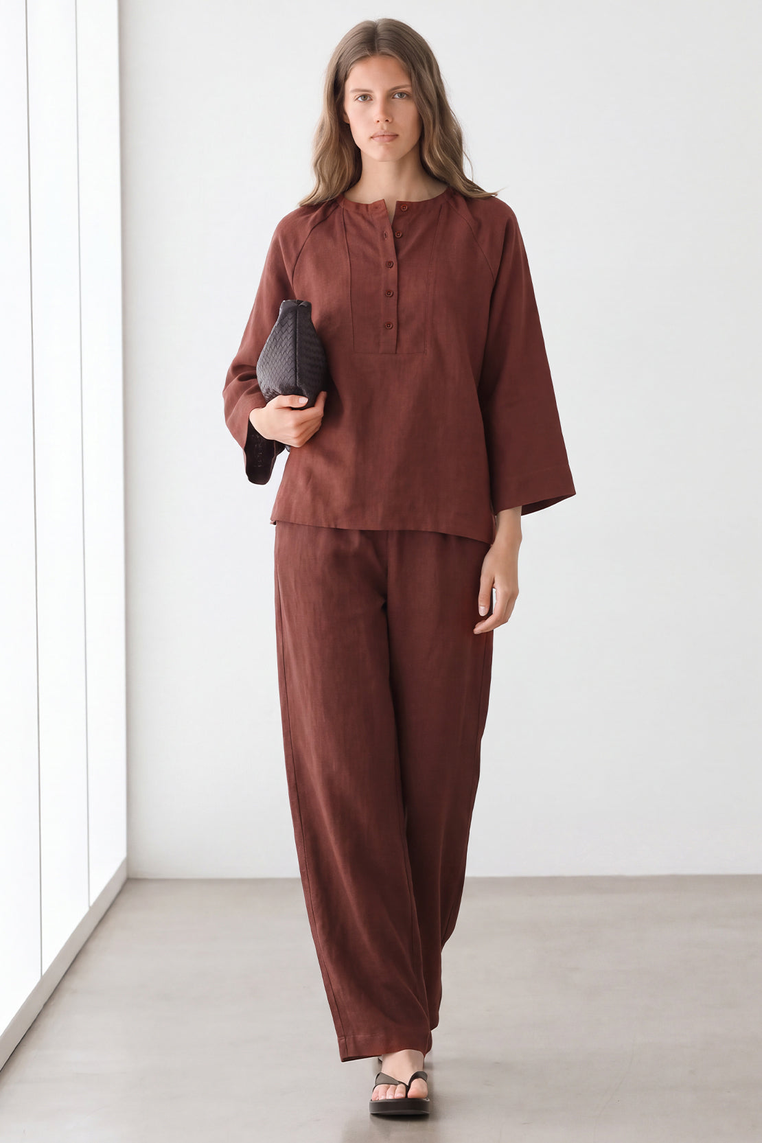 KOKO Pure Linen Half Placket Shirt