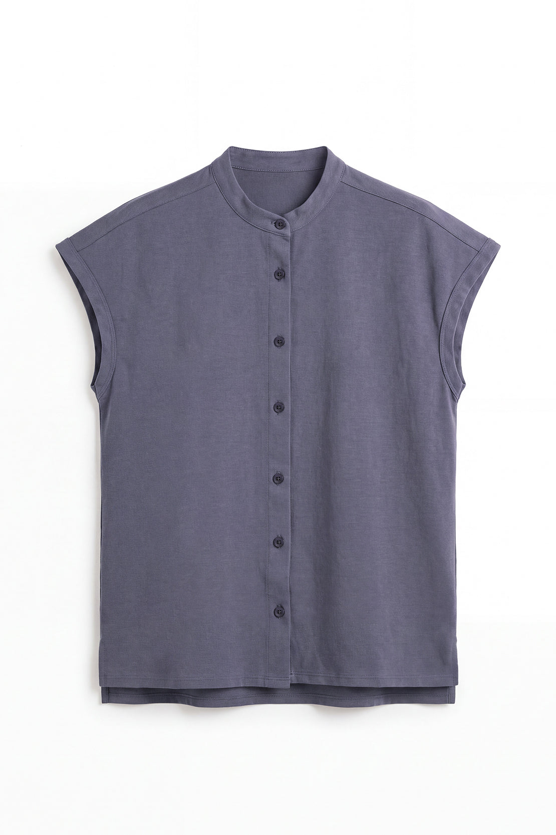 KOKO Premium Linen Band Collar Shirt – Smoke