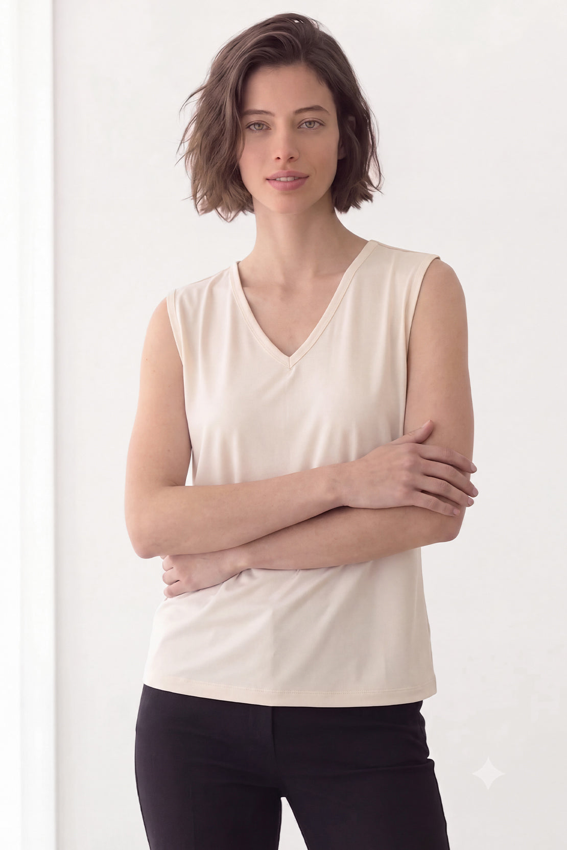 KOKO Airism V-Neck Tank Top – Beige